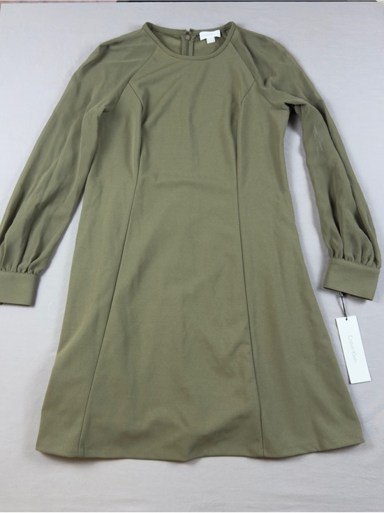 Calvin Klein Tops - NWT Calvin Klein A-Line Olive Long Sleeve Back-Zip Dress